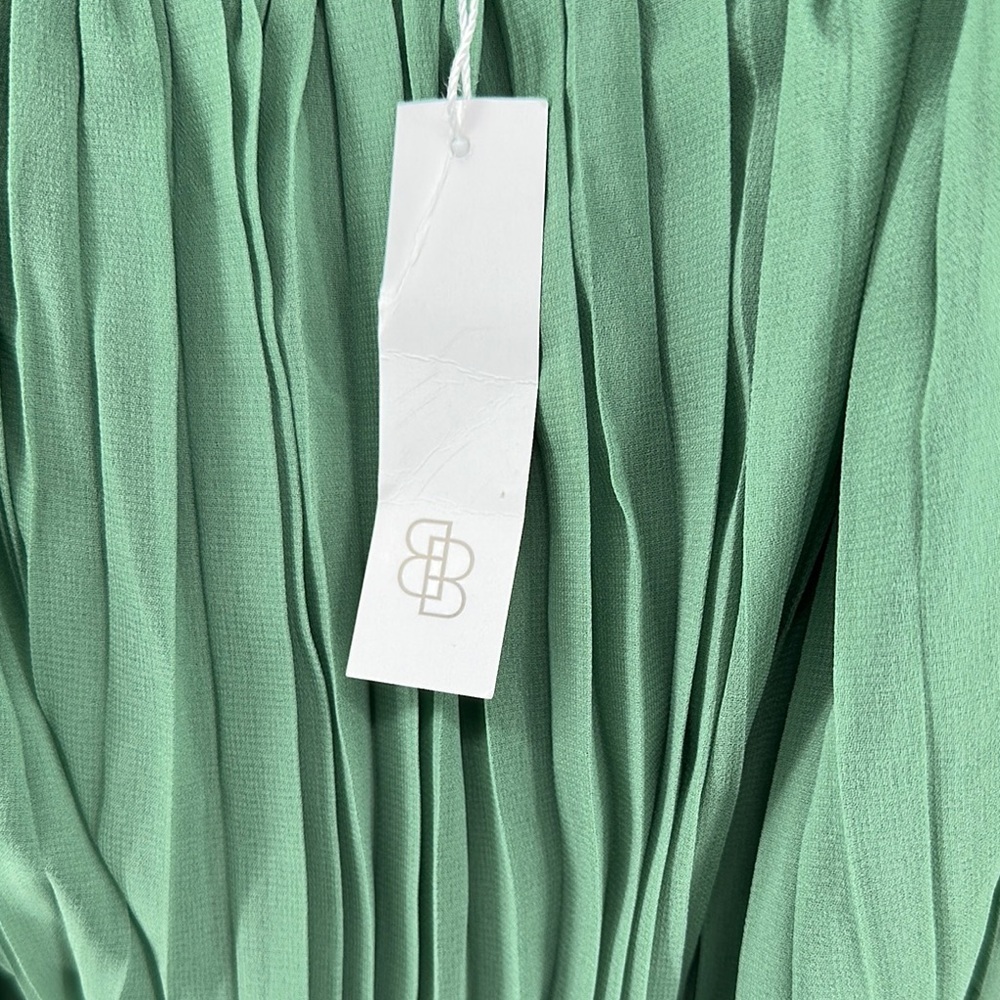 Baltic Born Green Long Sleeve Bishop Elastic Waist with Fabric Belt Sundress SzL - Picture 3 of 15